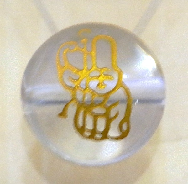 金塗り＞手彫り【七福神】（水晶） 14mm丸玉♪ 穴有り | 天然石
