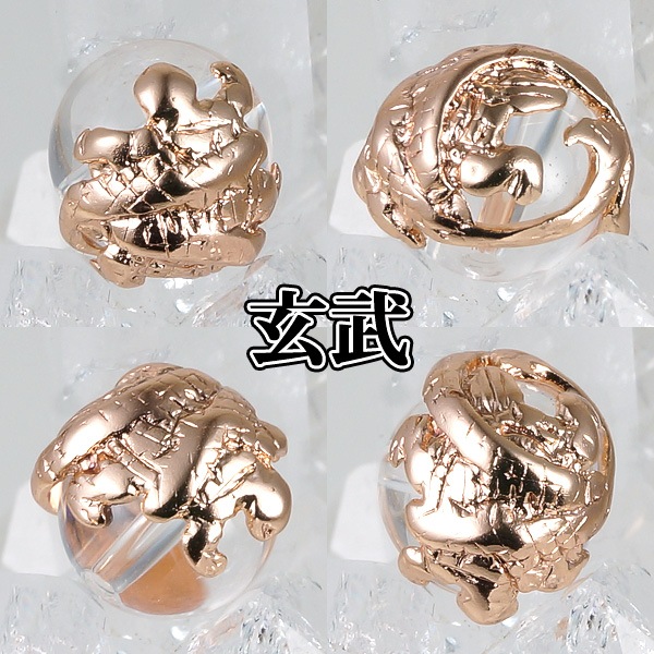 ★ピンクゴールド18金メッキ四神獣水晶4点セット（青龍、朱雀、白虎、玄武）