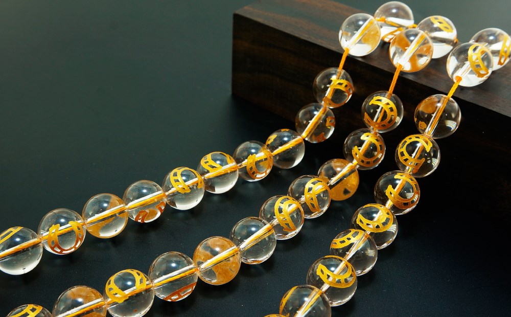 彫刻馬蹄水晶φ12mm一連 連売り 素材 パーツ 丸玉