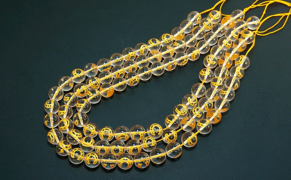 彫刻馬蹄水晶φ12mm一連 連売り 素材 パーツ 丸玉