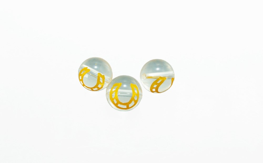 彫刻馬蹄水晶φ12mm一連 連売り 素材 パーツ 丸玉