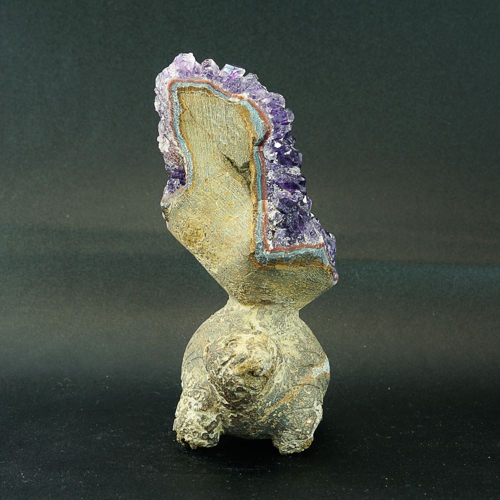 ワケアリ】 激レア！ アメジストと熔岩石のコラボ 手彫り 彫刻