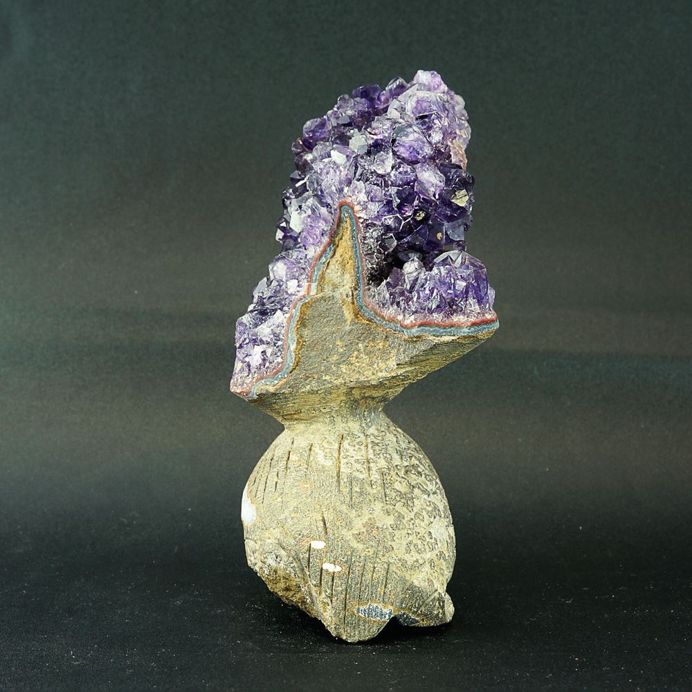 ワケアリ】 激レア！ アメジストと熔岩石のコラボ 手彫り 彫刻