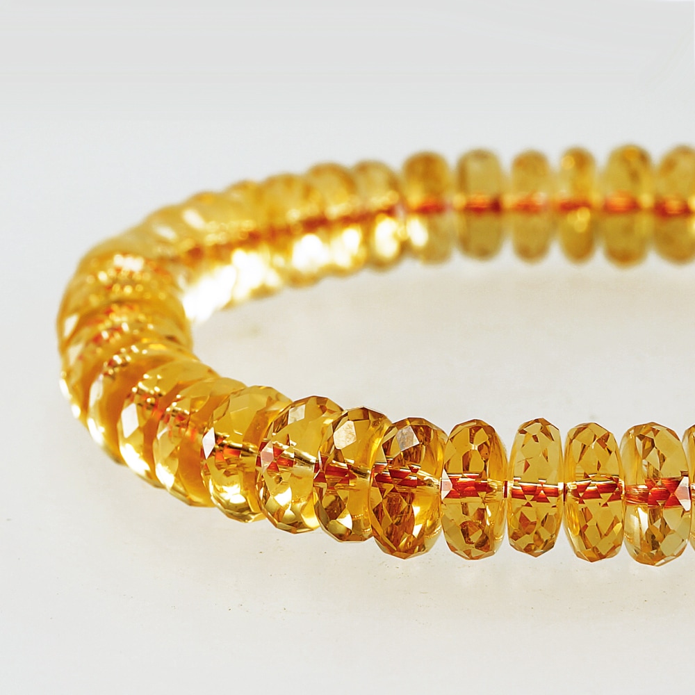 SA級 平カット シトリン 8×3mm ブレスレット 腕輪 アクセサリー