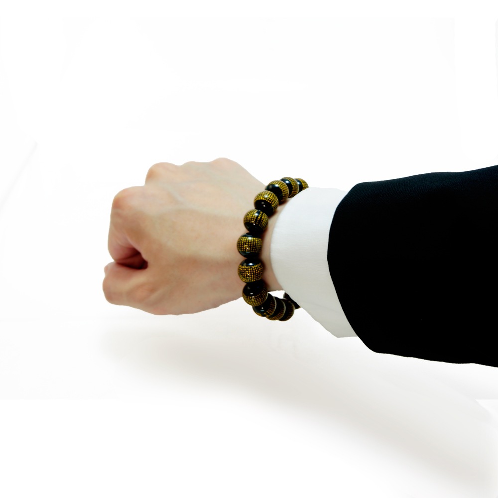 オニキス 12mm 『般若心経』 （はんにゃしんぎょう） ブレスレット 天然石 パワーストーン