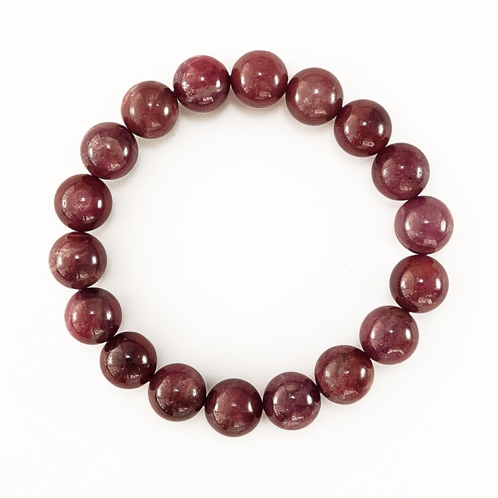 天然石ブレスレット　ルビー　ミャンマー産 みきり品 ミャンマー産 ルビー 11mm 丸玉 ブレスレット 重量約52g 数珠