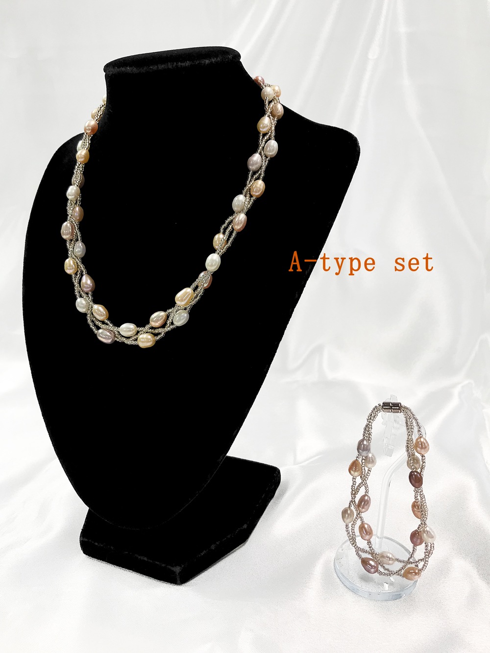 【2点セット】 淡水パール ネックレス&ブレスレット セット販売 全3タイプ パワーストーン アクセサリー 天然石