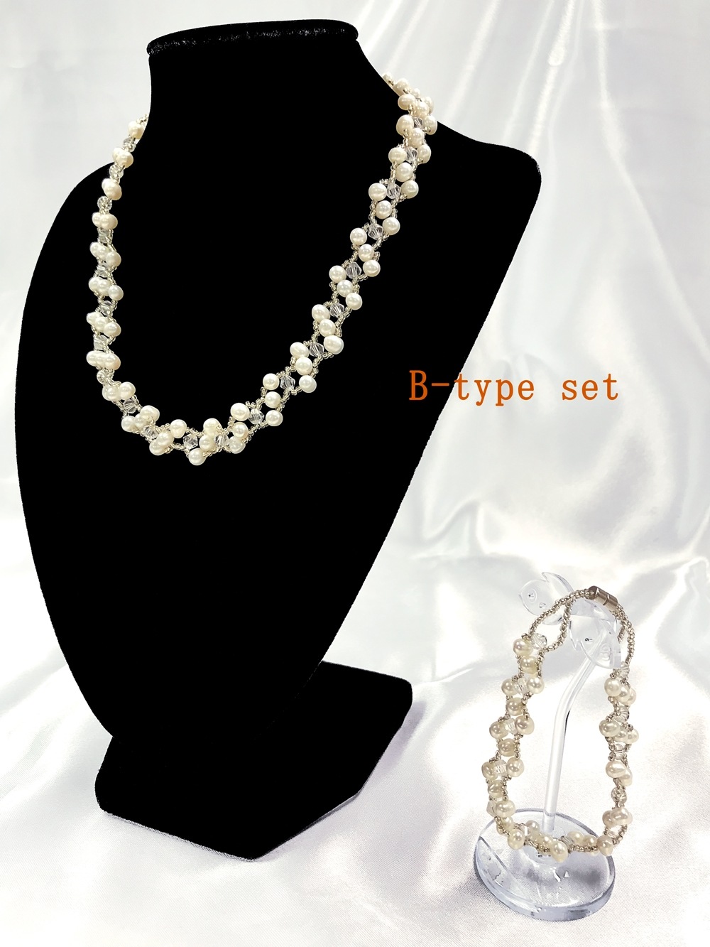 【2点セット】 淡水パール ネックレス&ブレスレット セット販売 全3タイプ パワーストーン アクセサリー 天然石