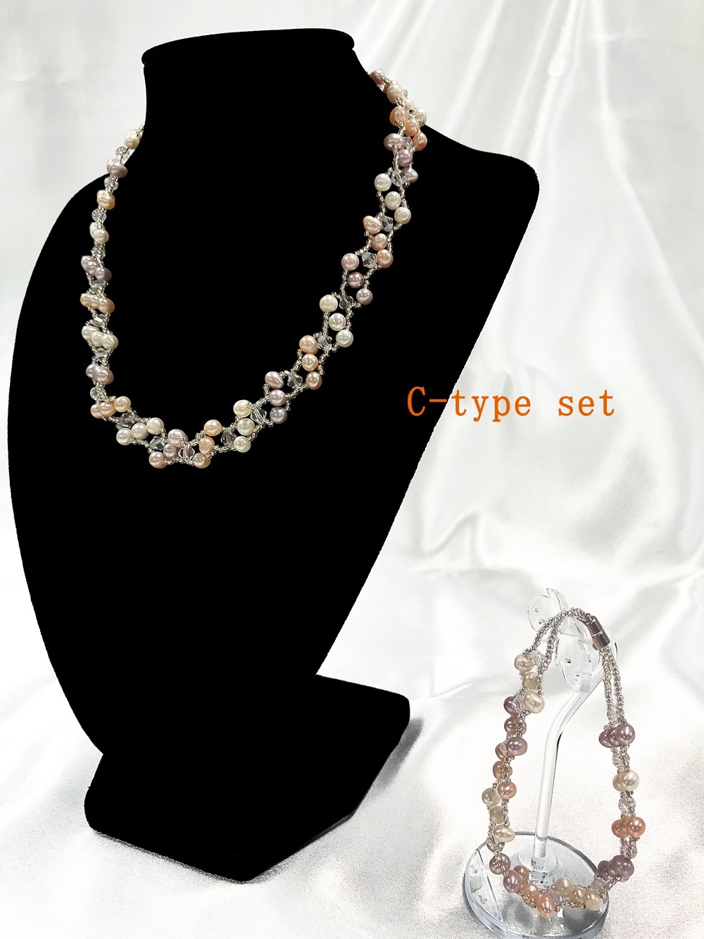 【2点セット】 淡水パール ネックレス&ブレスレット セット販売 全3タイプ パワーストーン アクセサリー 天然石