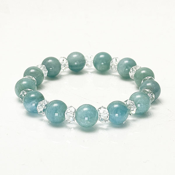 アクアマリン10mm×カット水晶ブレスレット