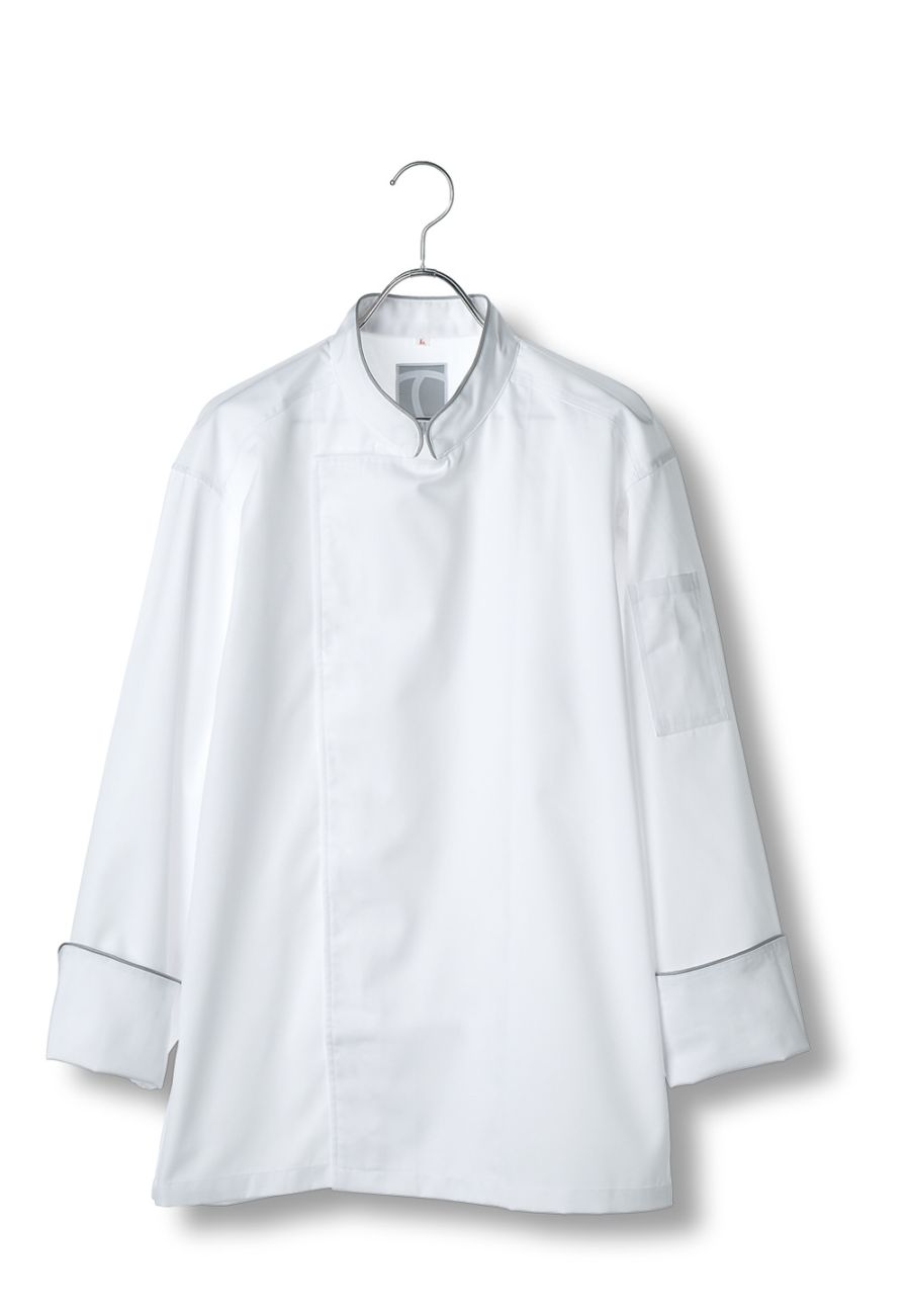 C100-10-GP コックコート長袖　グレーパイピング