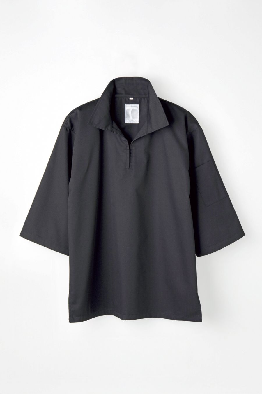 C212-15　コックシャツ衿付　半袖　ブラック