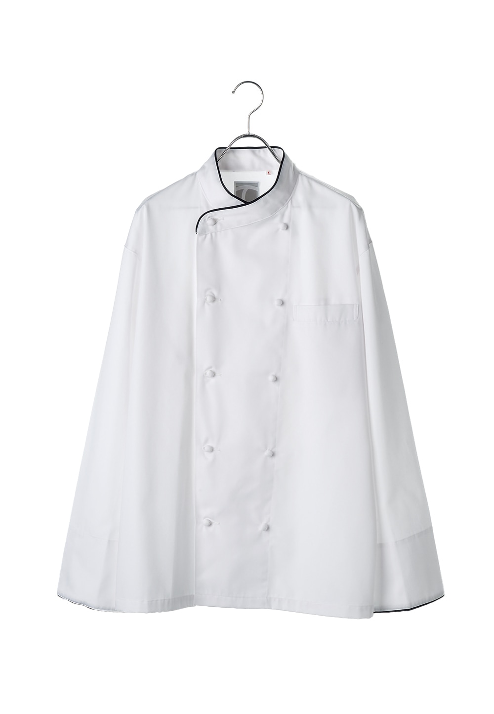 C400-10-BK　コックコート長袖　ブラックパイピング