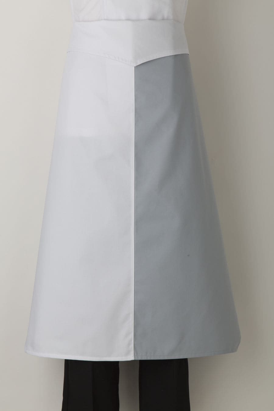 T0301　シェフロングエプロン　ホワイトxグレー