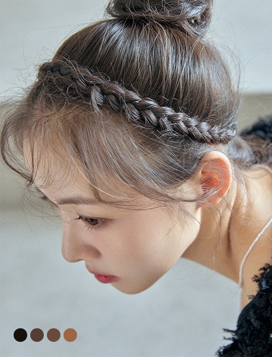【ウィッグオーダー】バングルページ(10月末) ポイントウィッグ) ナチュラル三つ編みヘアバンド (モースト原糸)