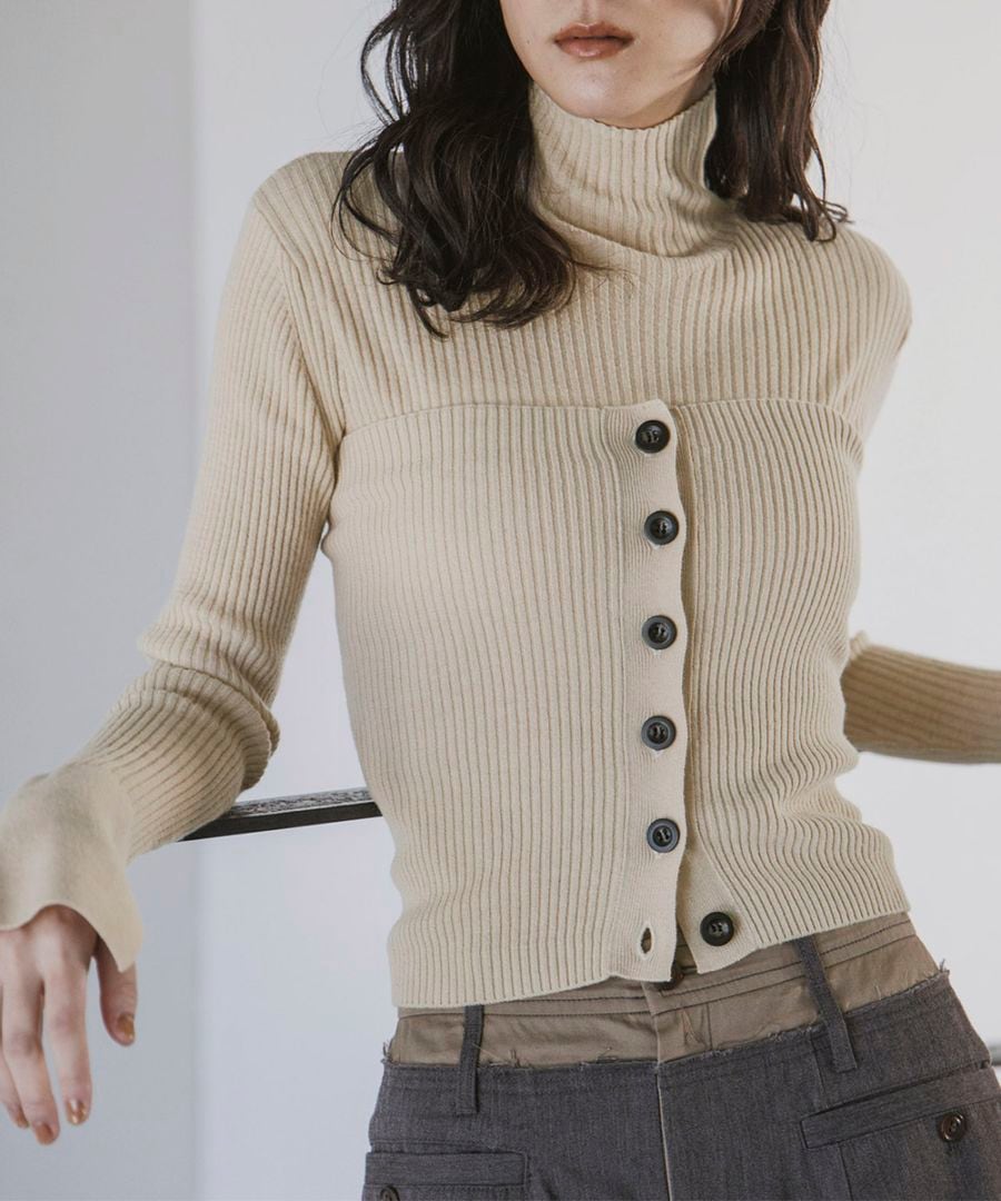 50ブレインタートル ウールカシミアダブルフェイスボトルネックニット】｜1er