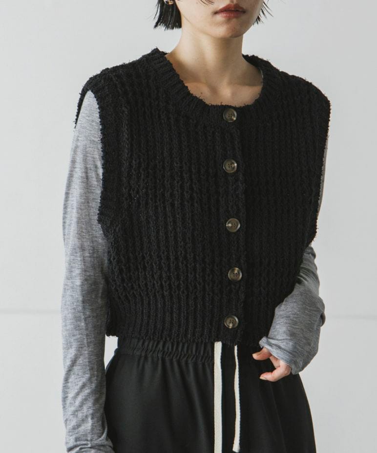 ファンシーモールローゲージニットベスト