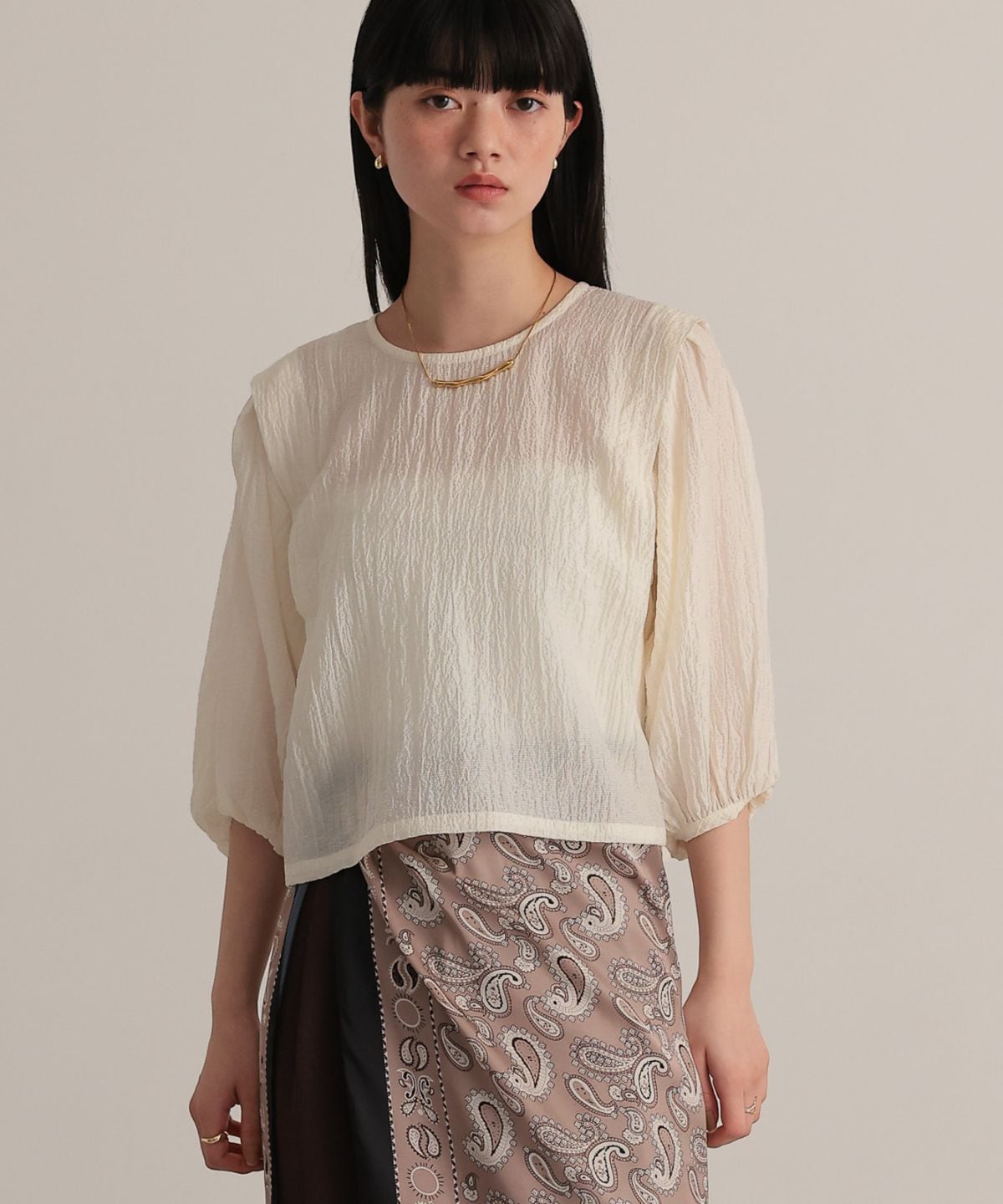 Shoulder tuck design blouse