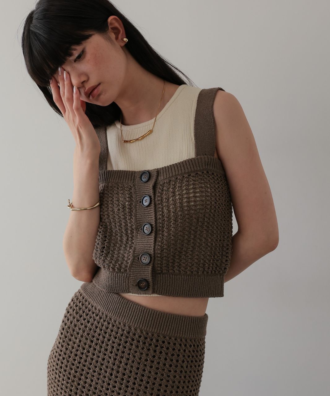 Tape yarn 2WAY crochet bustier