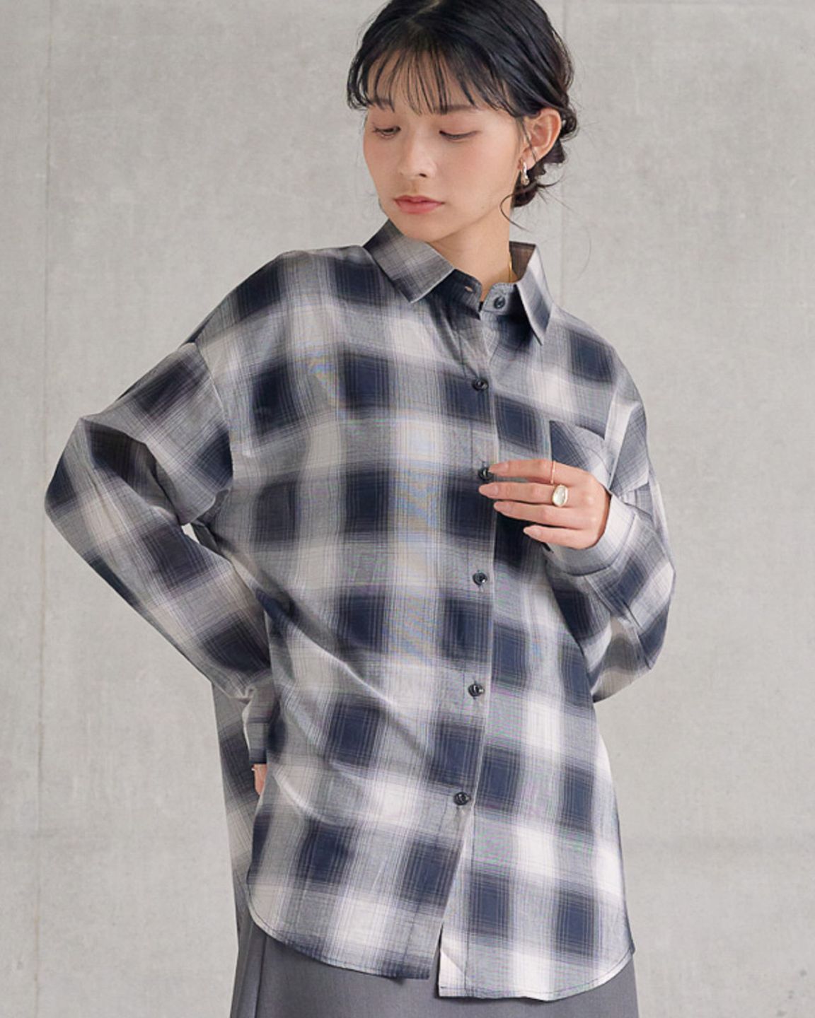 【attiree】【３色展開】チェックシャツ