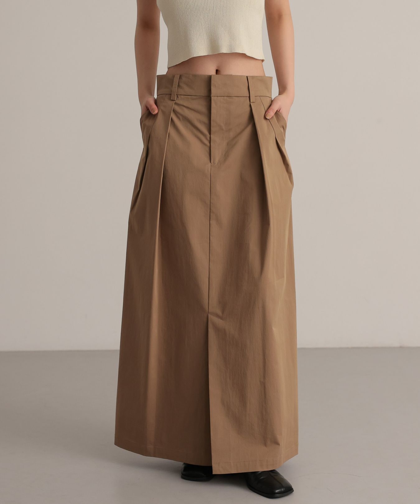 【Japanese fabric】 Cotton nylon tuck skirt