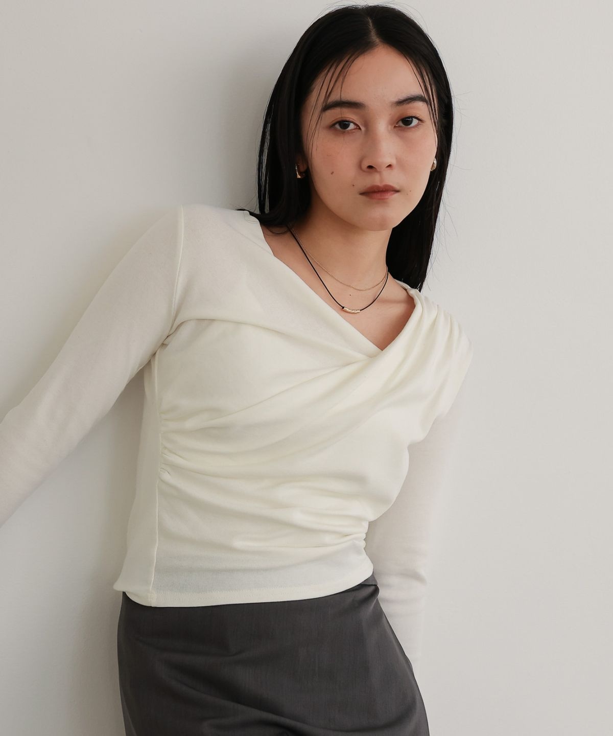 トップス determ; Collagen Asymmetrical Draped Top Asymmetrical
