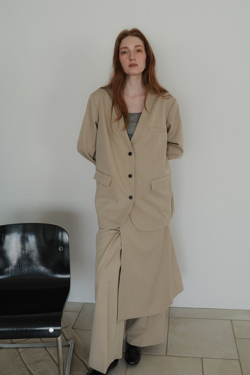 Collarless Boxy Blazer