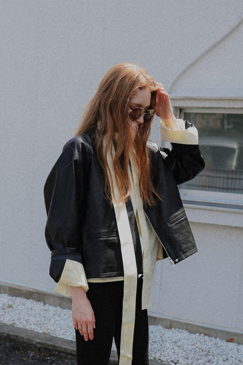 【Black】 2style leather jacket