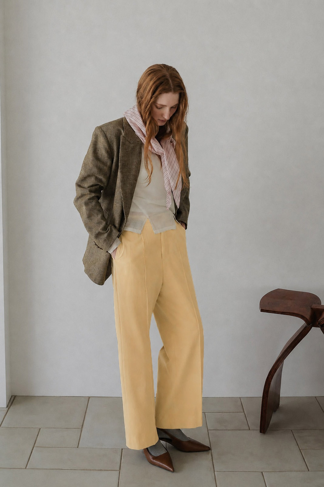 Pintuck Straight-Leg Trousers