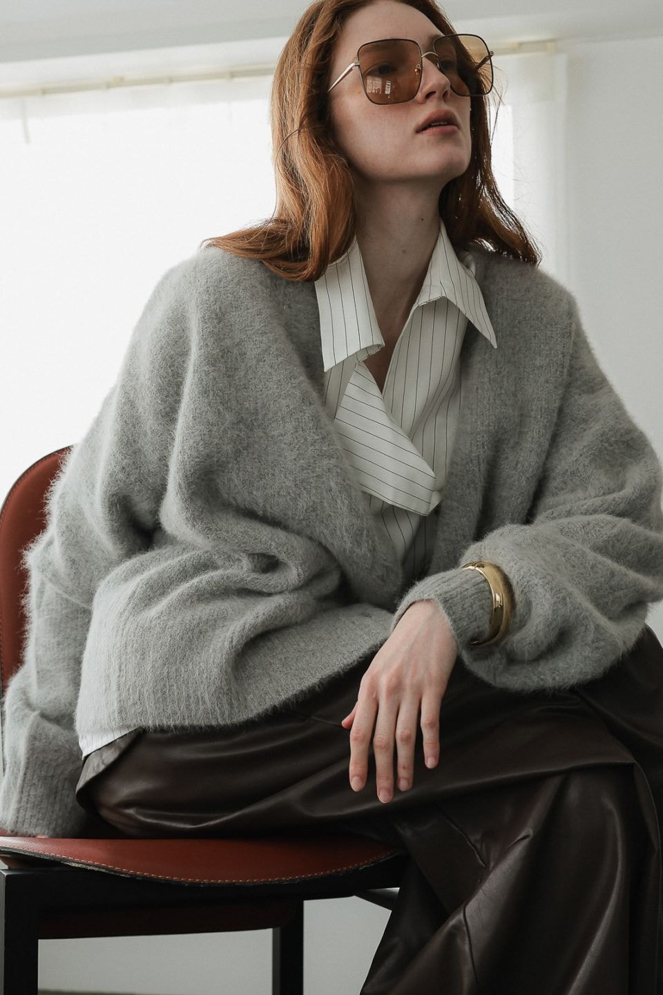 Fox-Blend Knit Cardigan