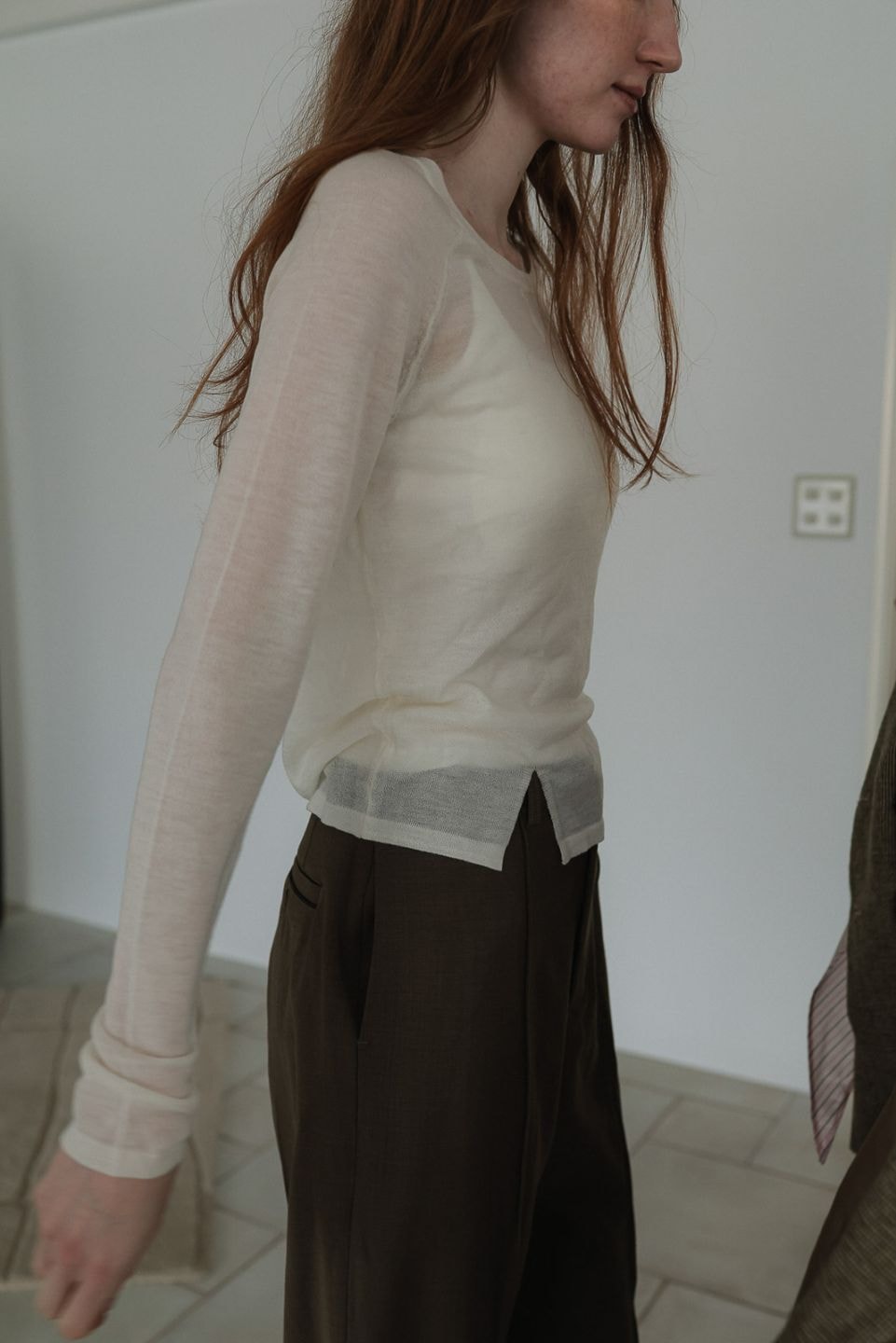 【Ivory】2Way Crewneck Knit Sweater