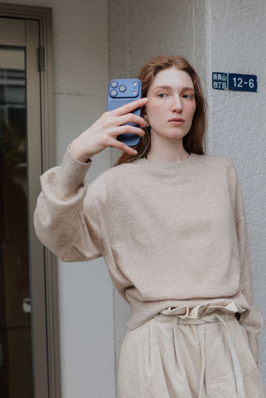【PREMIUM YARN】Cashmere Crew-Neck Knit Sweater