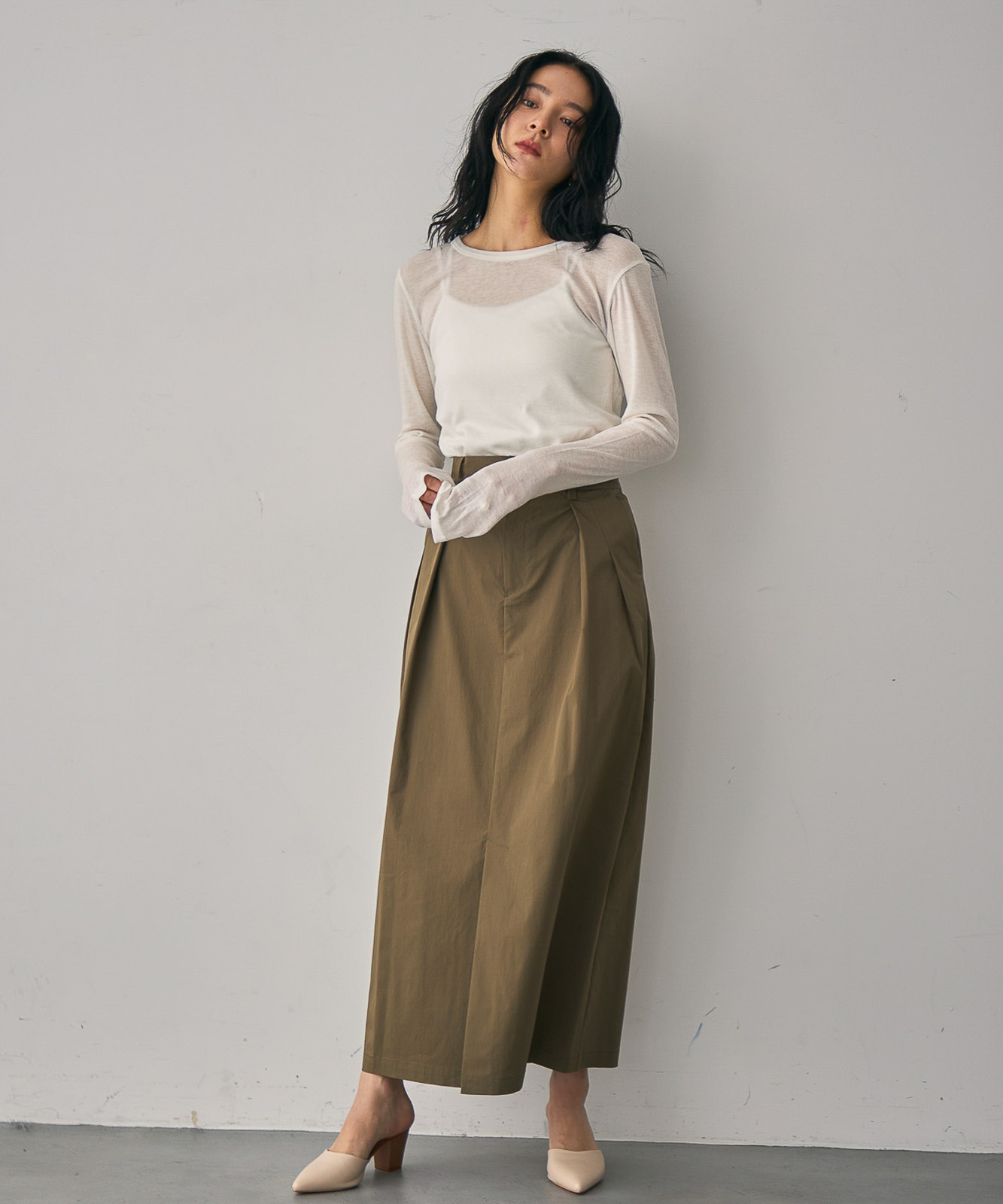 Japanese fabric】 Cotton nylon tuck skirt | NEW ARRIVAL | TENTO