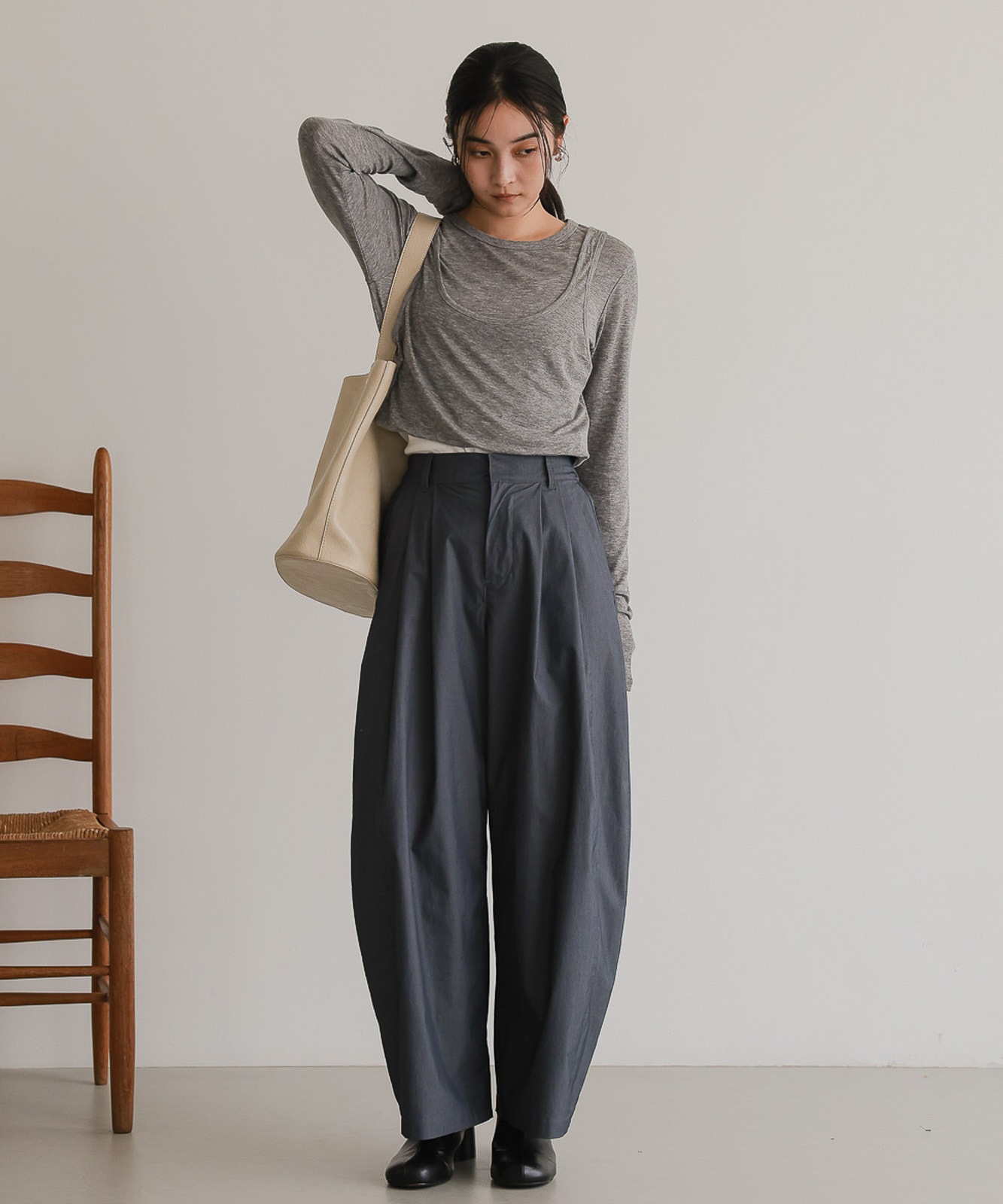 Japanese fabric】 Cotton nylon tuck pants | NEW ARRIVAL | TENTO