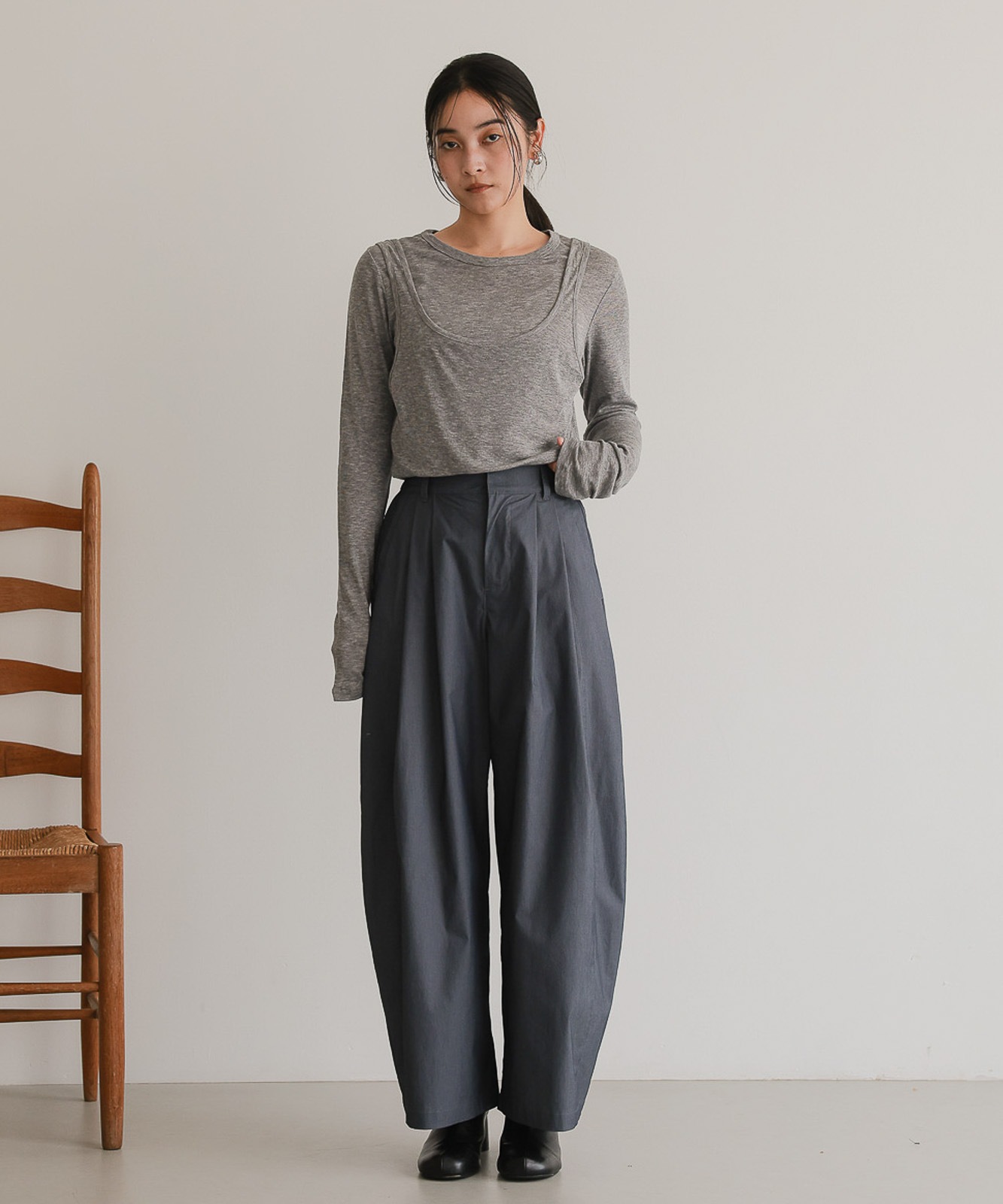 Japanese fabric】 Cotton nylon tuck pants | NEW ARRIVAL | TENTO