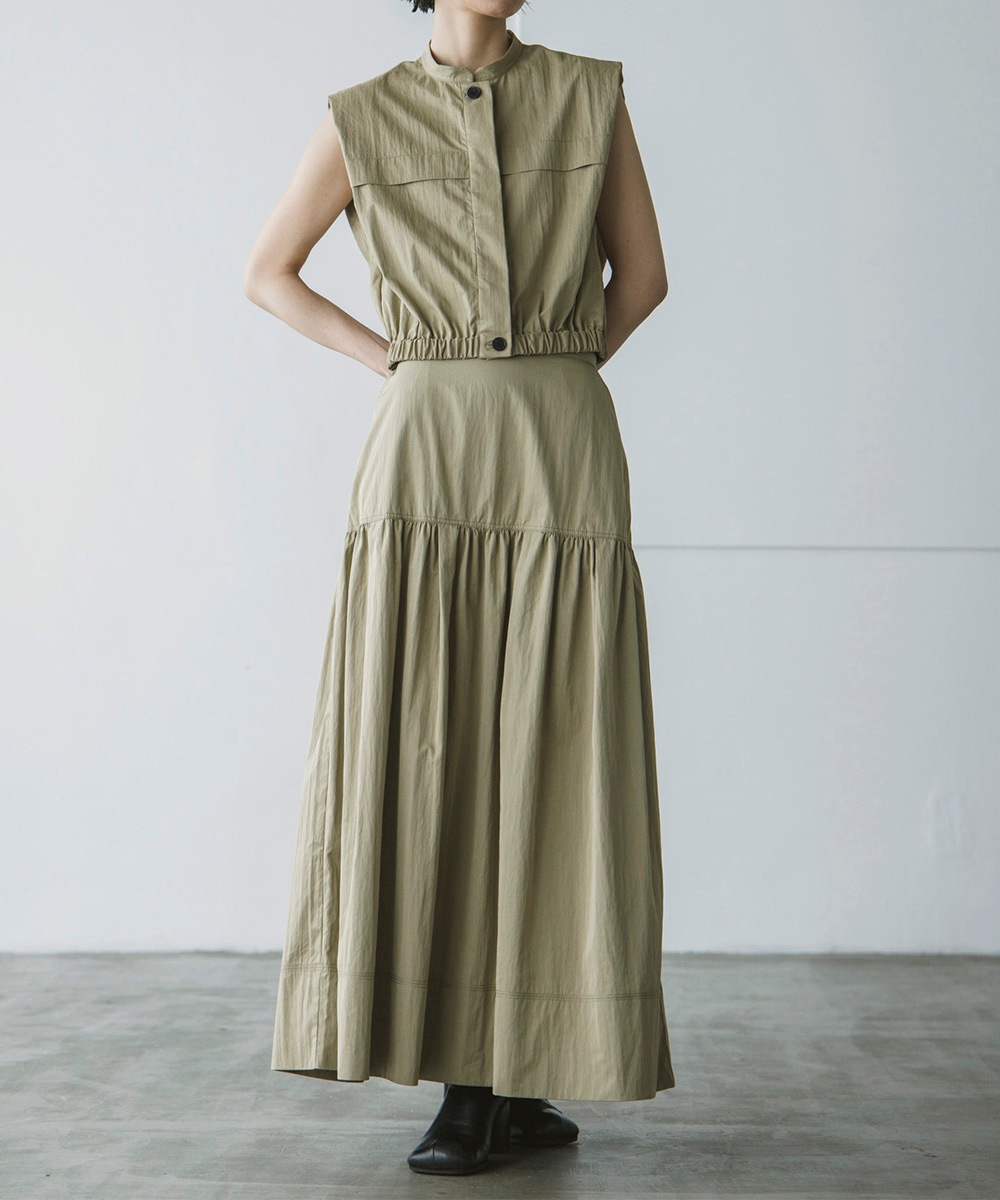 cornet スカート セットアップ対応】ウェーブサテンドットプリント プリーツスカート