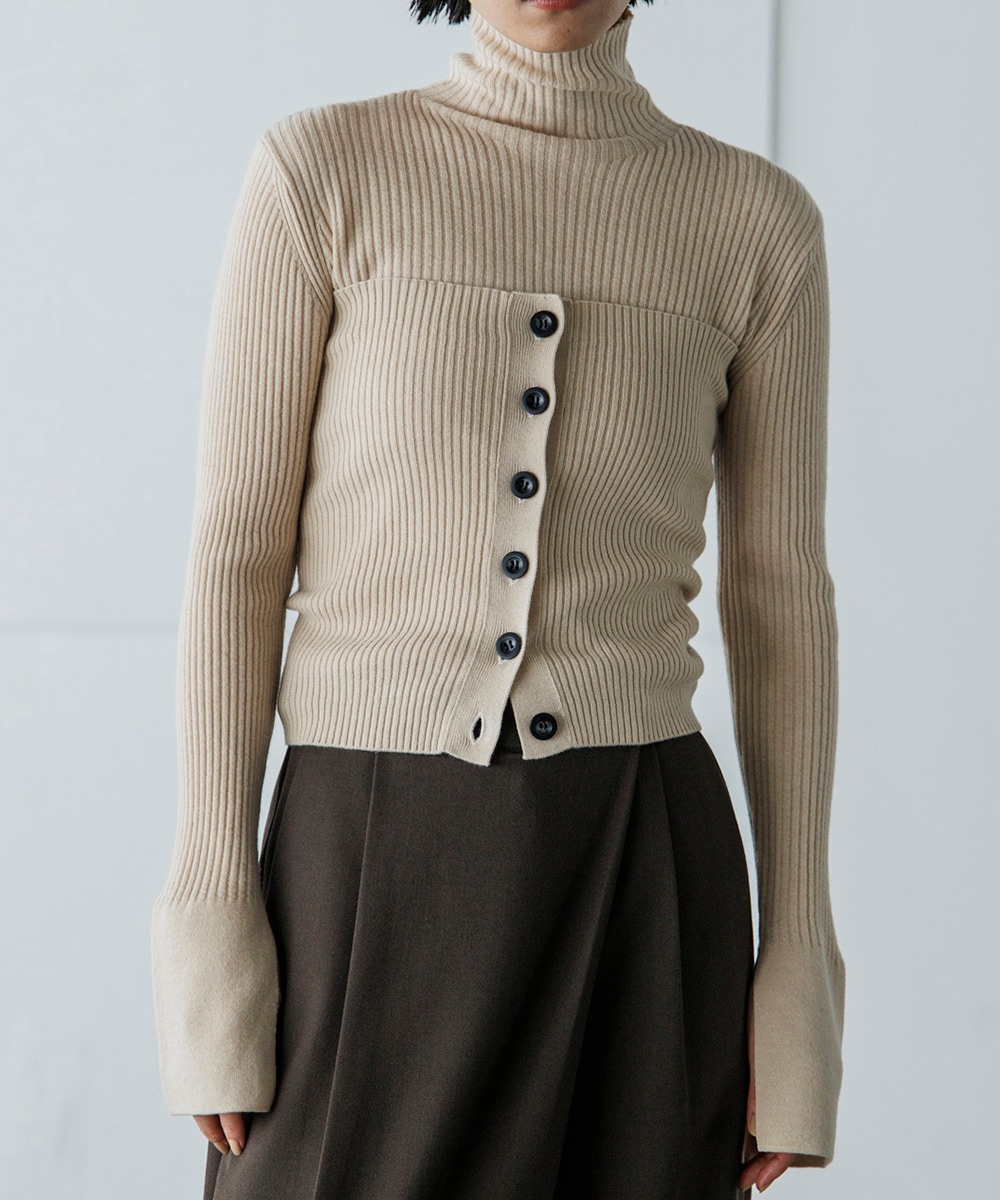 50ブレインタートル ビスチェ付フレアカフスリブタートルニット | Knit | TENTO online