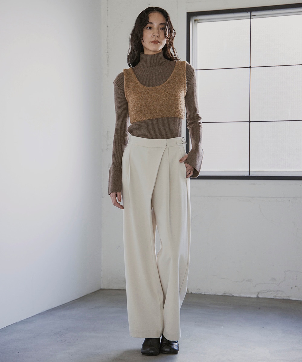 Rib Turtleneck Knit with Boucle Bustier | Knit | TENTO