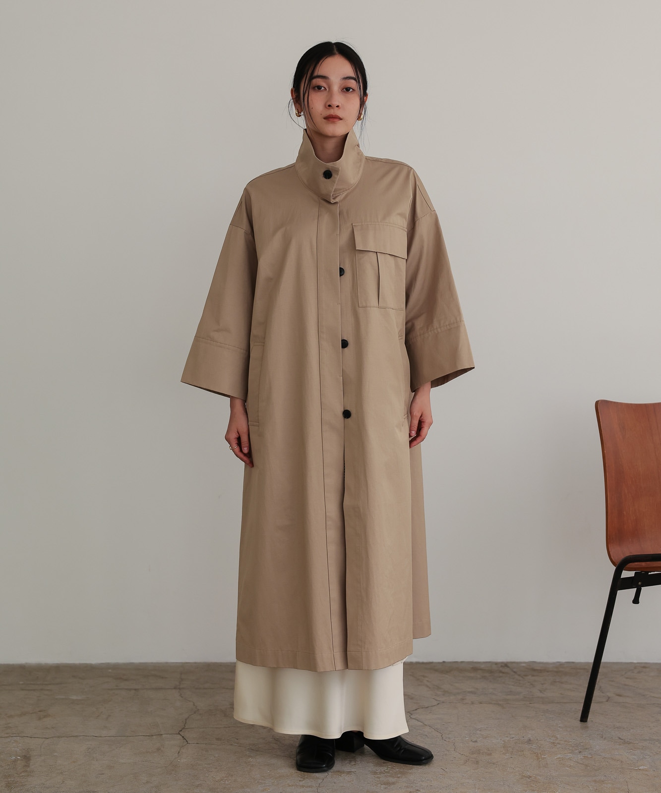 ハーフスリーブスタンドカラーコート / Beige | NEW ARRIVAL | TENTO
