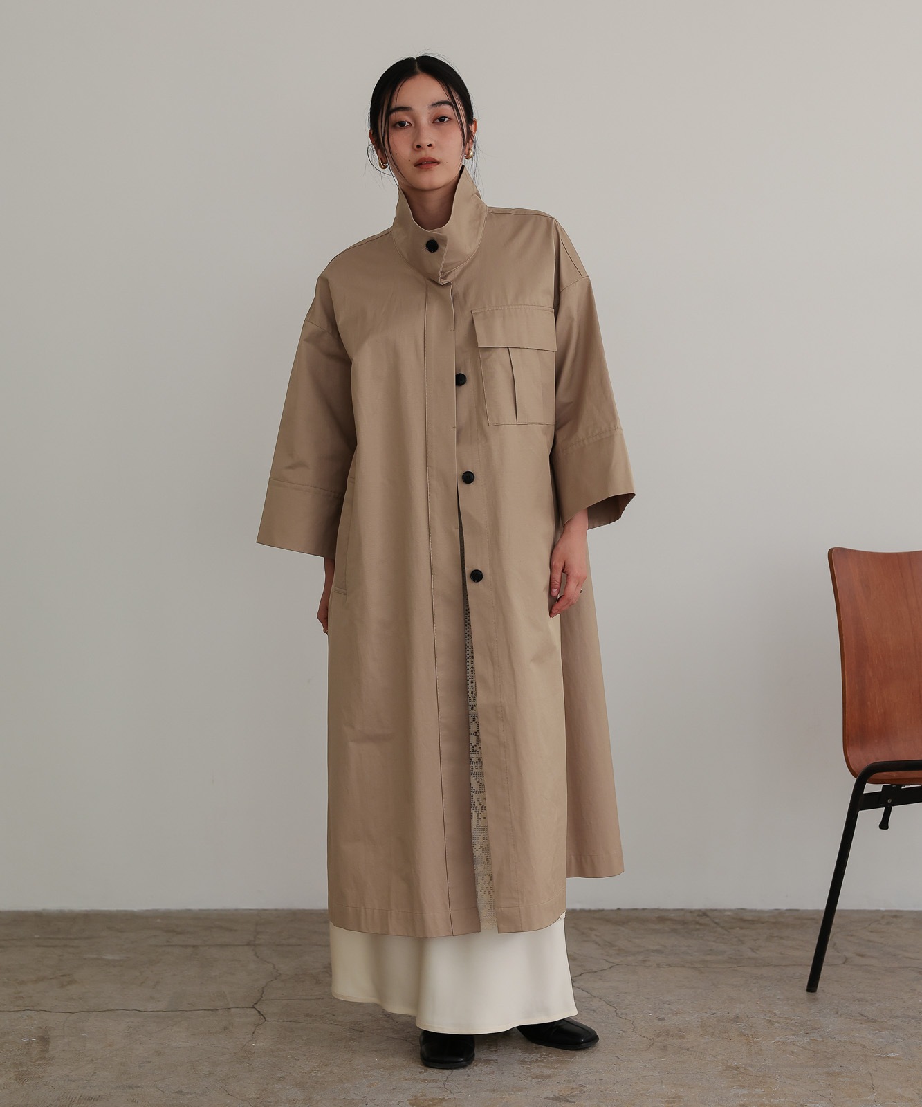 ハーフスリーブスタンドカラーコート / Beige | NEW ARRIVAL | TENTO