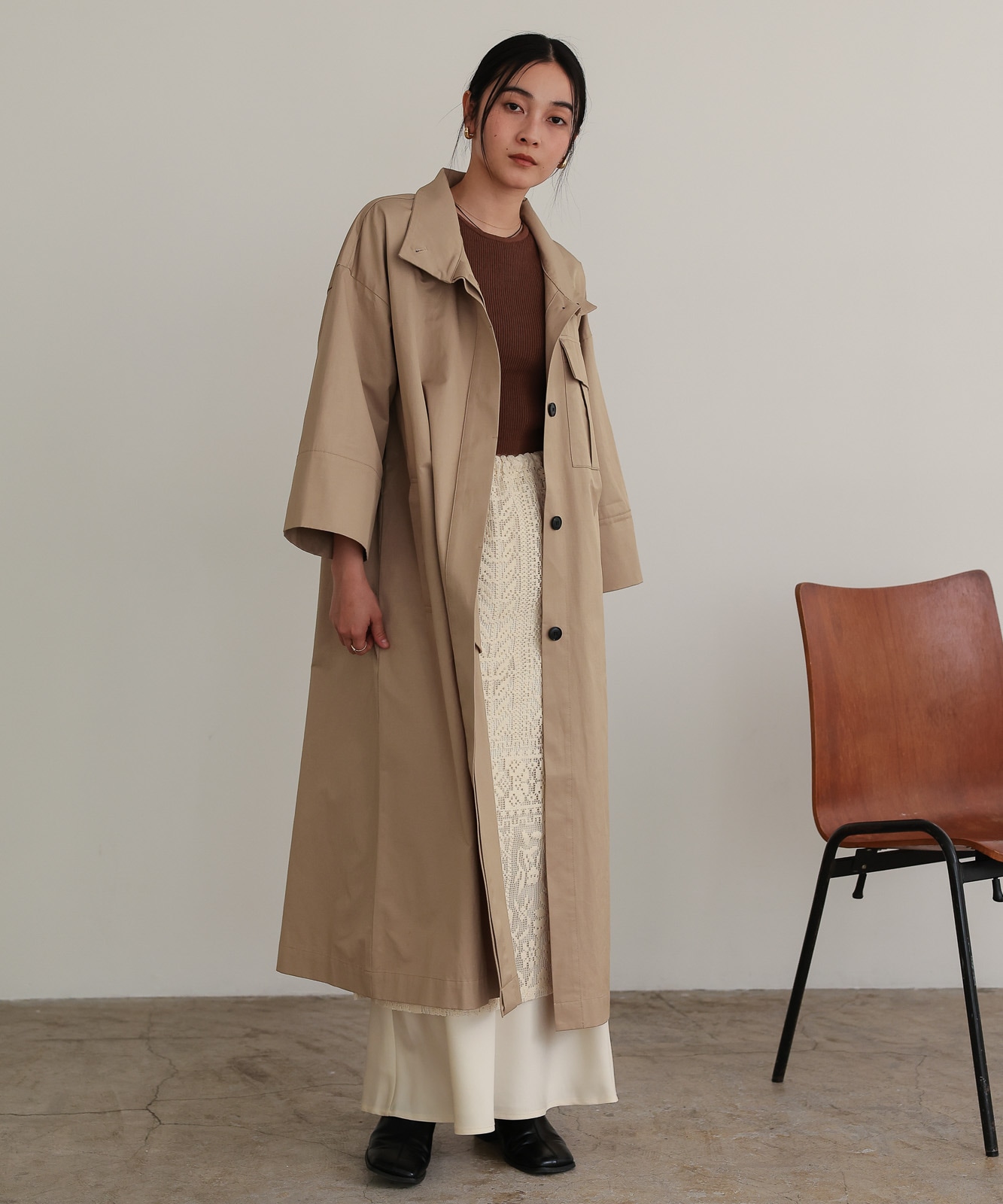 ハーフスリーブスタンドカラーコート / Beige | NEW ARRIVAL | TENTO