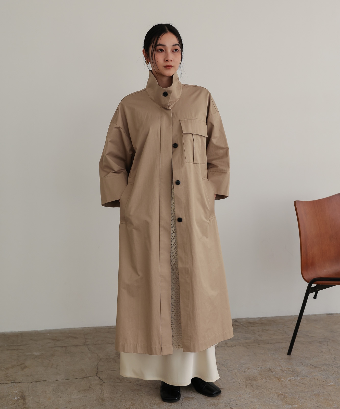ハーフスリーブスタンドカラーコート / Beige | NEW ARRIVAL | TENTO