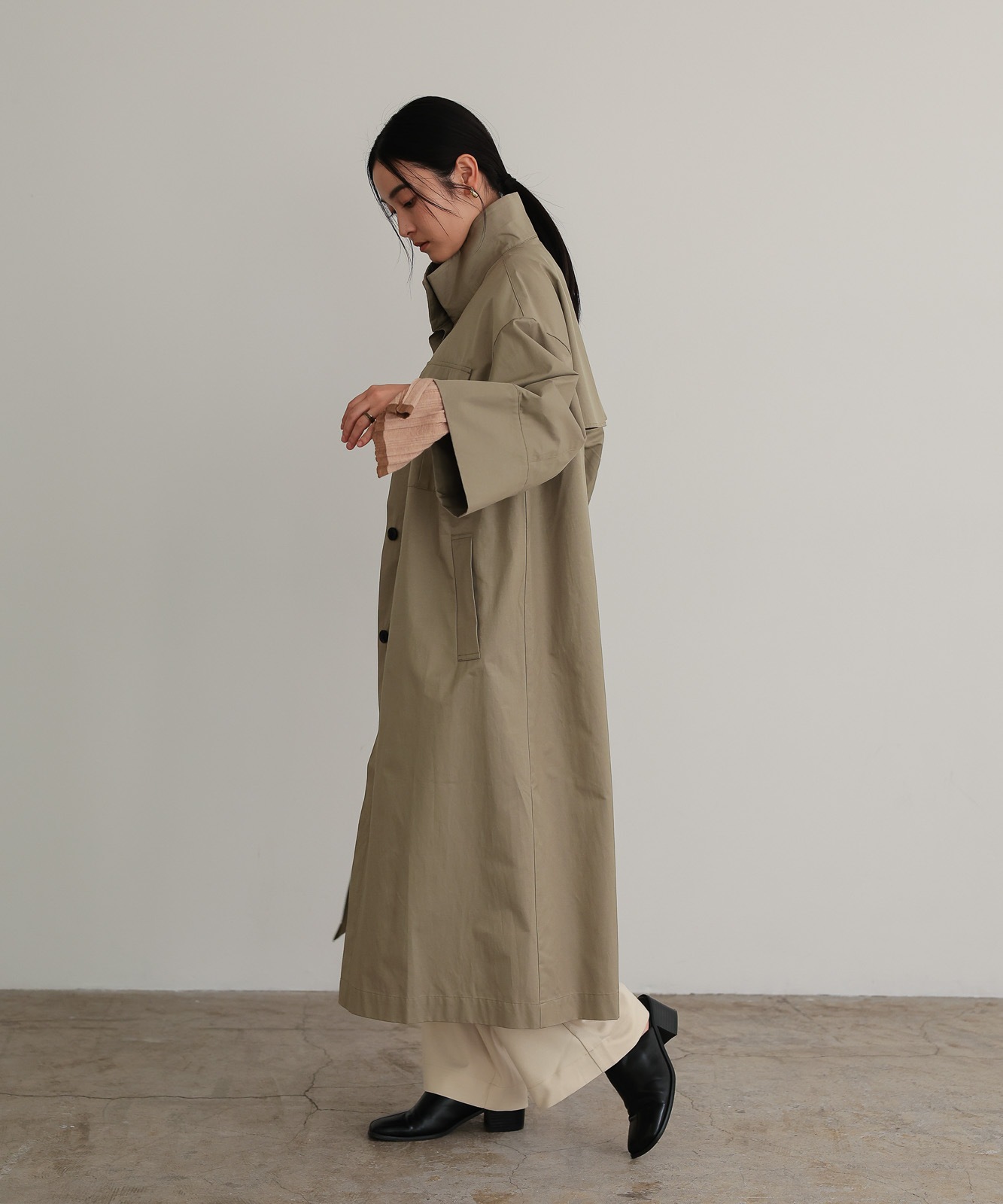 ハーフスリーブスタンドカラーコート / Light Khaki | NEW ARRIVAL