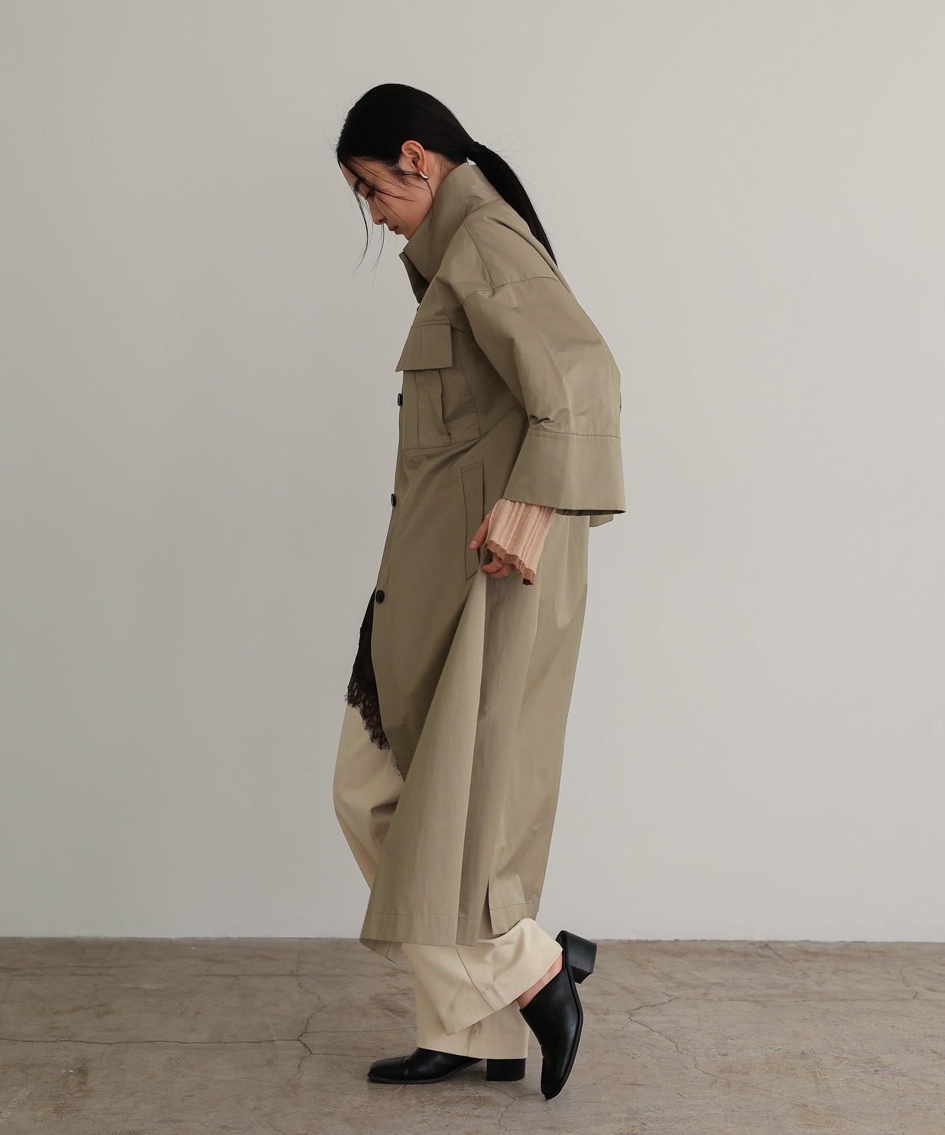 ハーフスリーブスタンドカラーコート / Light Khaki | NEW ARRIVAL