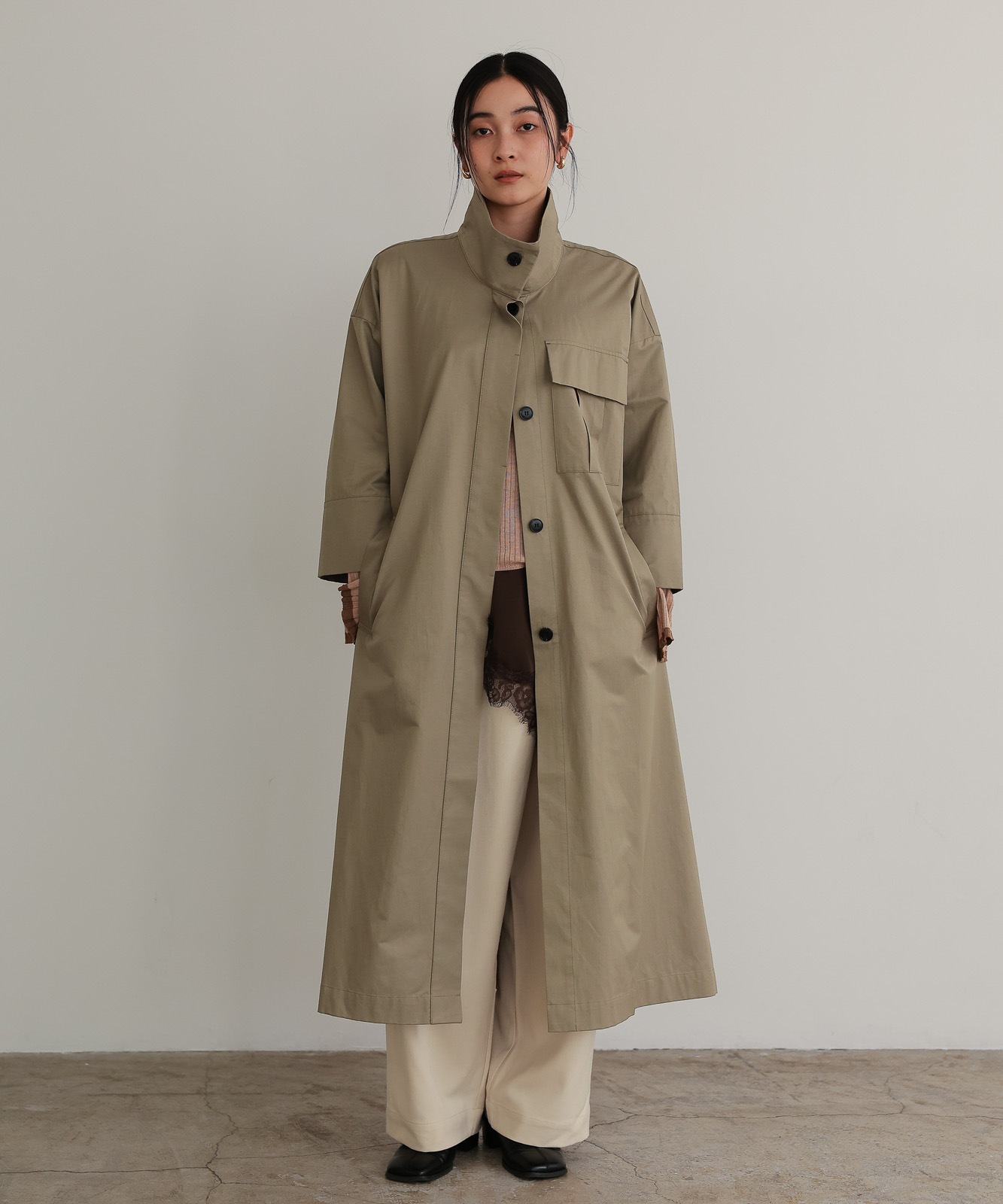 ハーフスリーブスタンドカラーコート / Light Khaki | NEW ARRIVAL