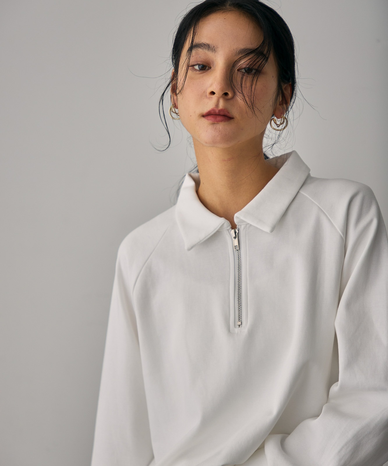 Double-Knit Half-Zip Sweatshirt | TENTO | TENTO online store