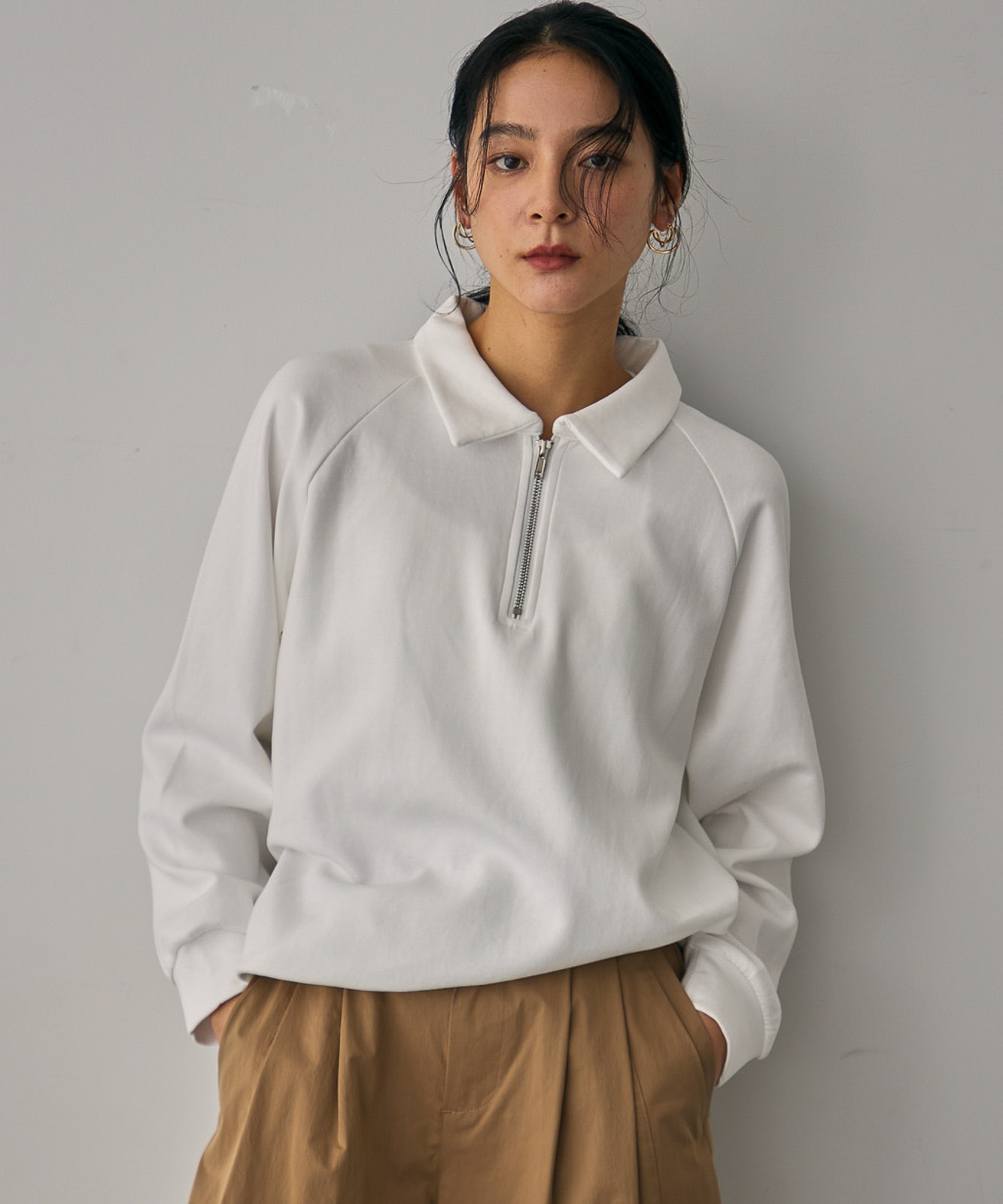 Double-Knit Half-Zip Sweatshirt | TENTO | TENTO online store