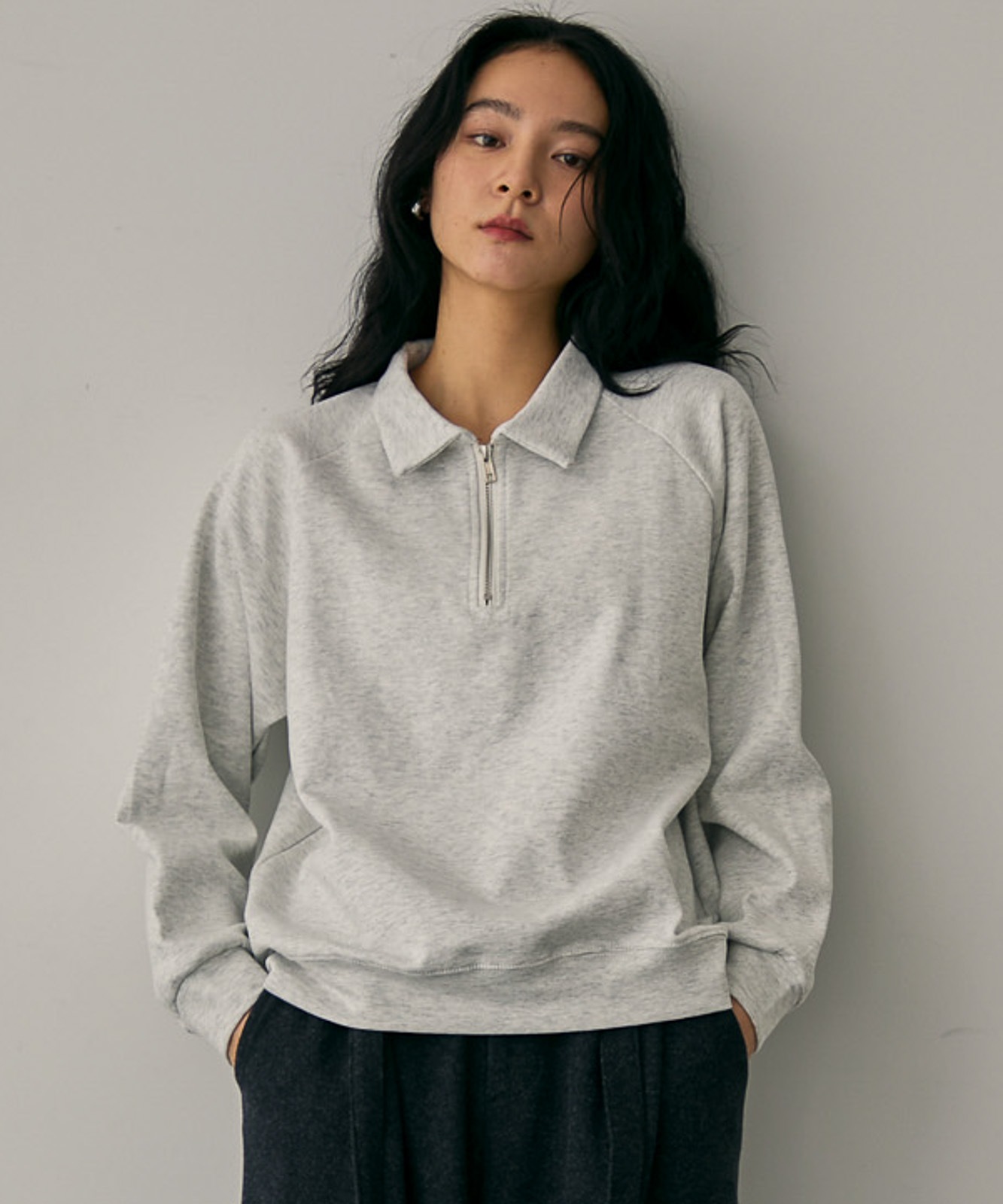 Double-Knit Half-Zip Sweatshirt | TENTO | TENTO online store