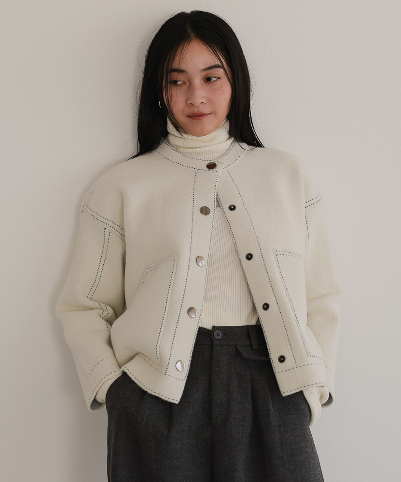 Collarless Knit Jacket | TENTO | TENTO online store（テント