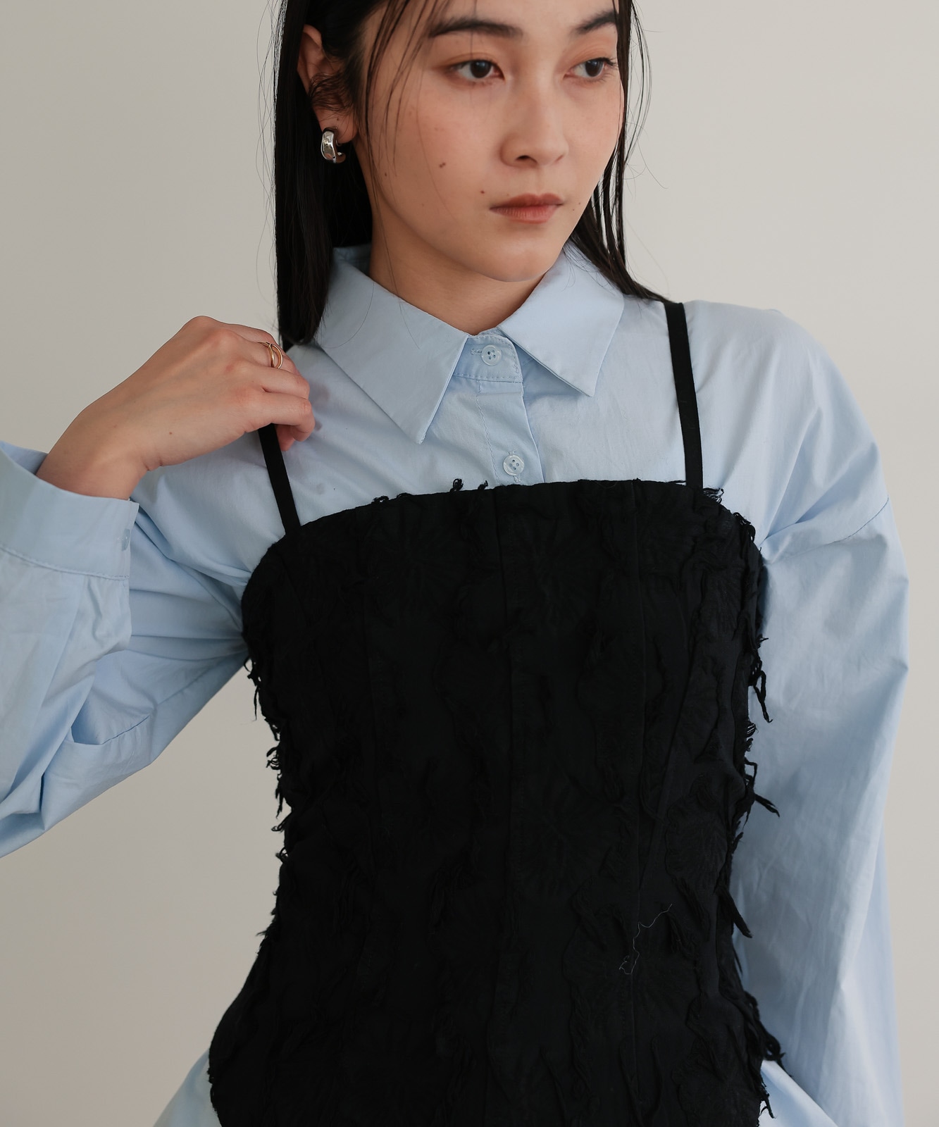 フリンジジャカード ベアトップビスチェ / Black | NEW ARRIVAL